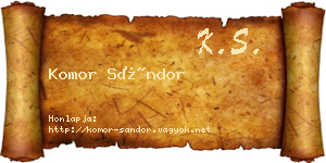 Komor Sándor névjegykártya
